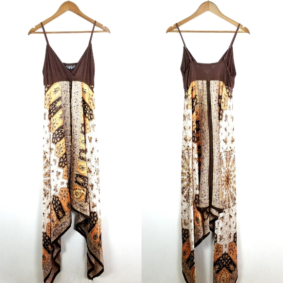 Magazine Silk Handkerchief Hem Asymmetric Dress - Picture 2 of 6